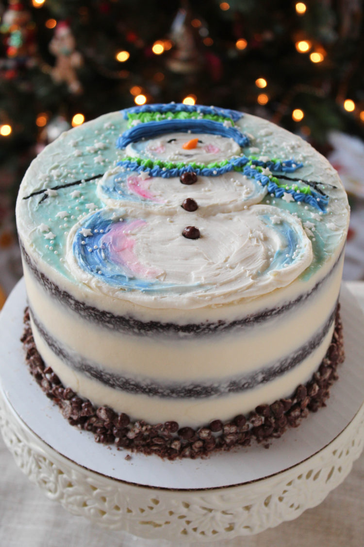 Painted Snowman Cake - Recipes Inspired by Mom