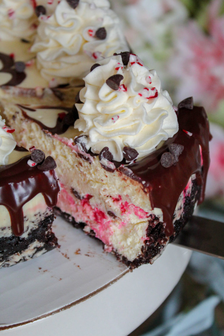 White Chocolate Peppermint Bark Cheesecake - Recipes Inspired by Mom