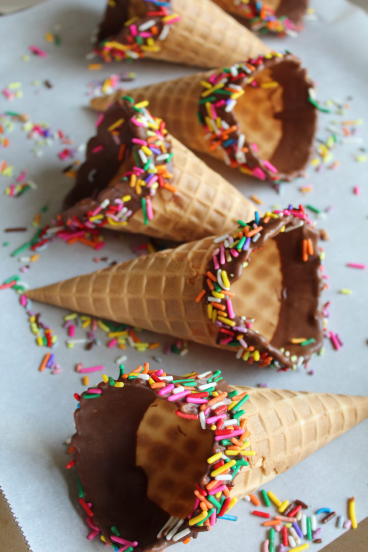 Chocolate Dipped Ice Cream Cones - Recipes Inspired by Mom